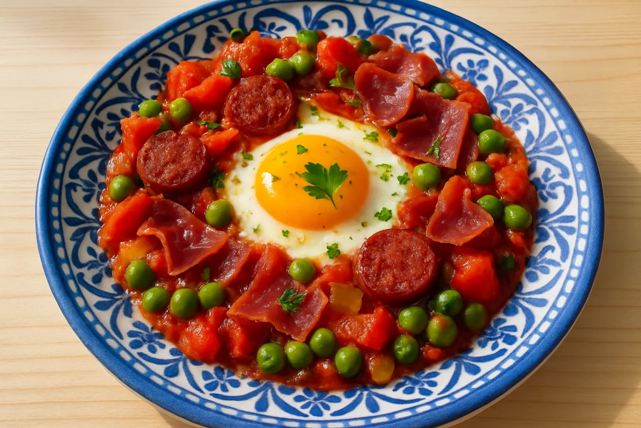 Huevos a la Flamenca — a Mediterranean breakfast spanish recipe with about 3g of fiber