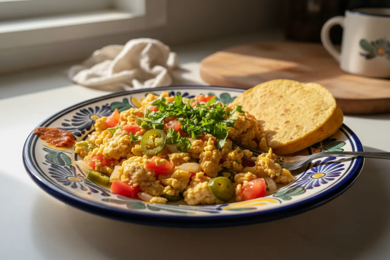 Huevos a la Mexicana — Mexican recipe, finished and plated