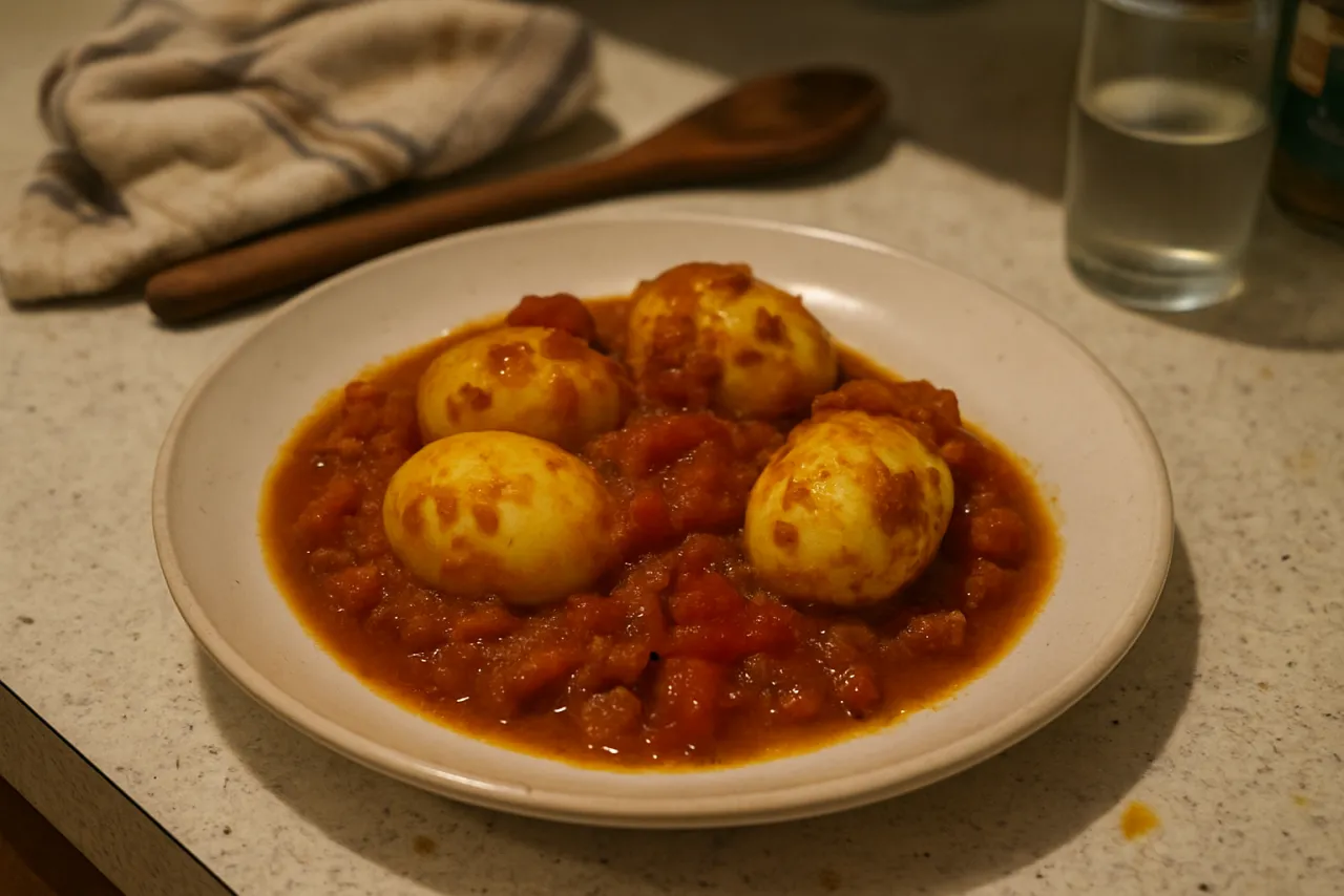 Quick Egg Curry (Anda Curry) — a cheap healthy indian recipe with about 5g of fiber