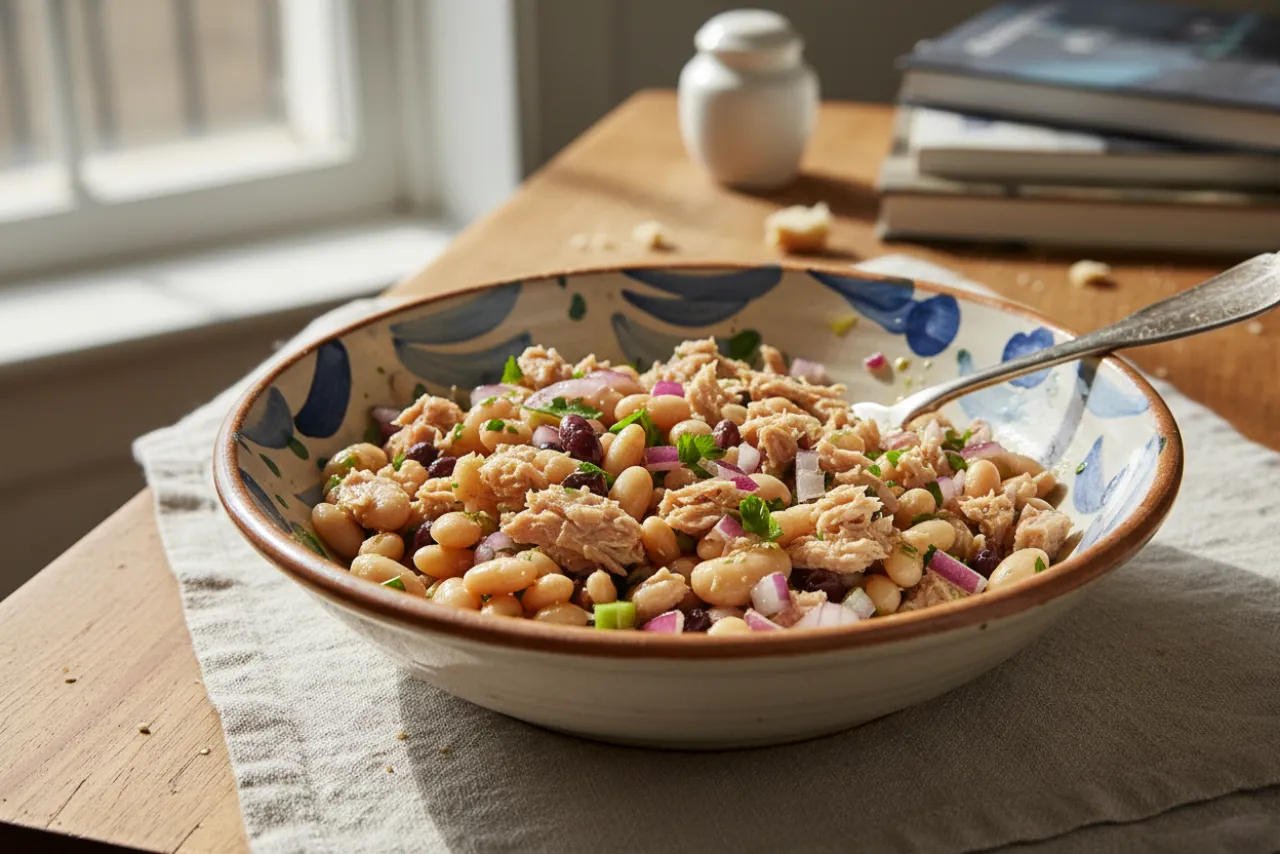 Tuna and Bean Salad — a high-protein high-fiber italian recipe with about 7g of fiber