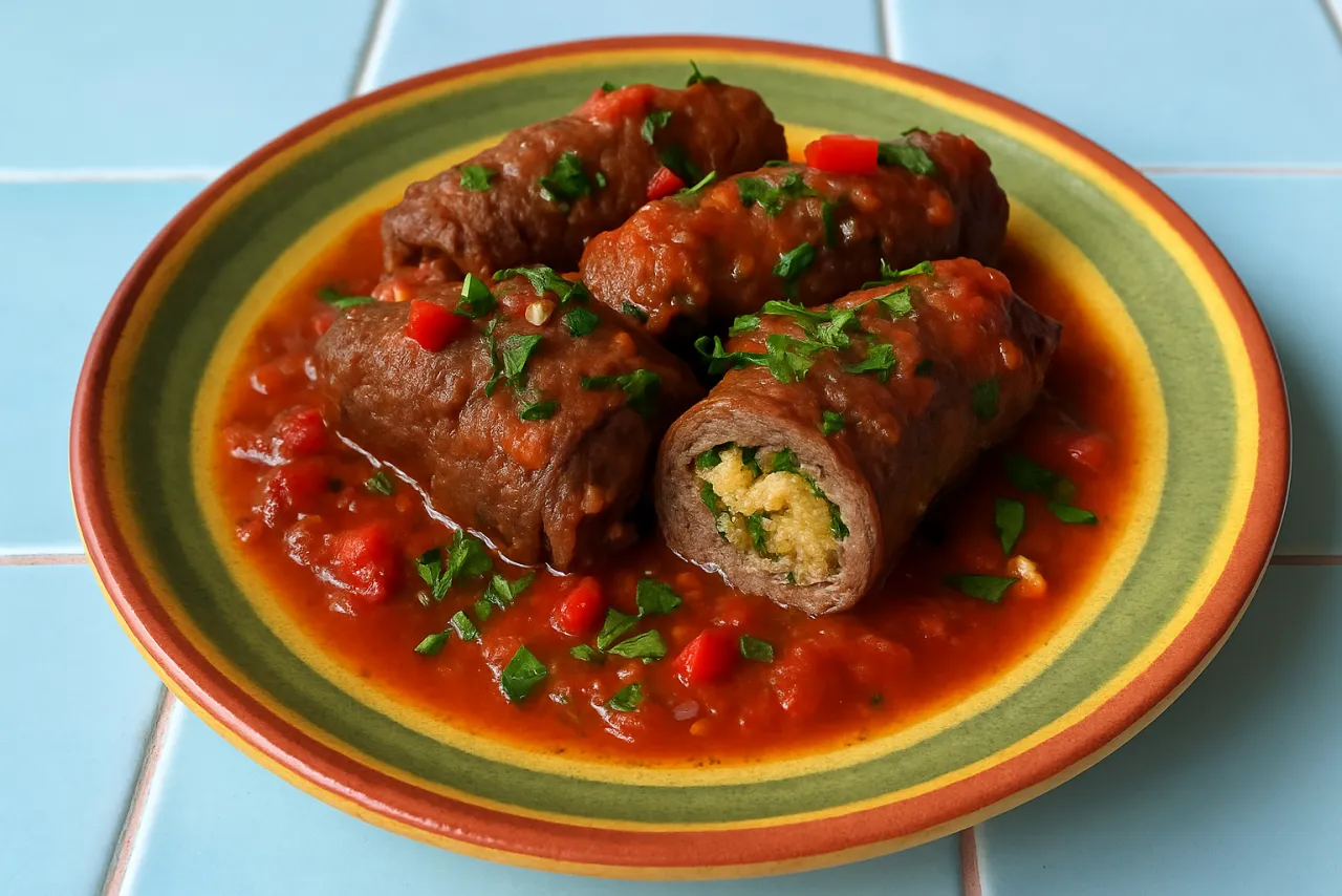 Beef Involtini — a high-protein low-carb italian recipe with about 2g of fiber