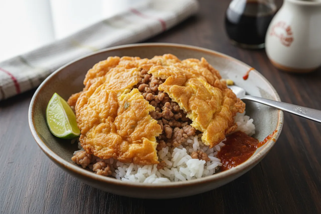 Kai Jeow Moo Sap (Thai Pork Omelette) — a high-protein egg thai recipe with about 1g of fiber