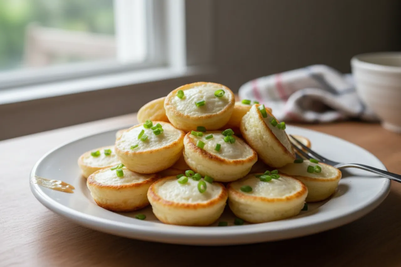 Coconut Pancakes — Thai recipe, finished and plated