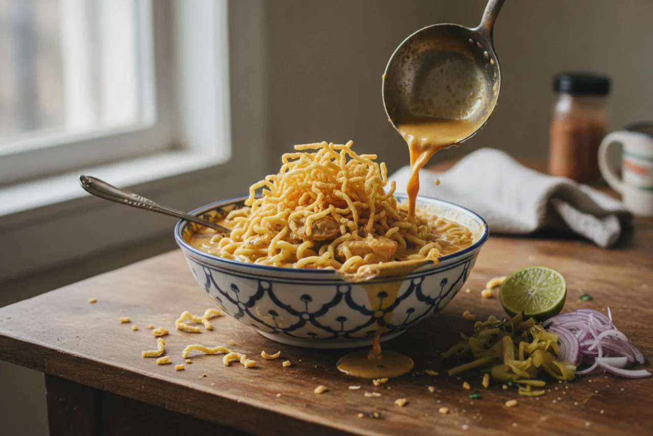 Khao Soi — Thai recipe, finished and plated