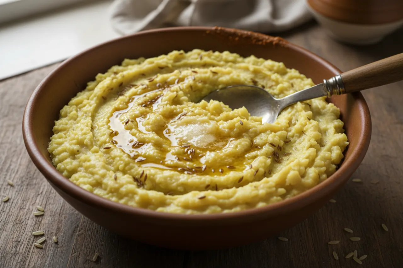 Khichdi — Indian recipe, finished and plated