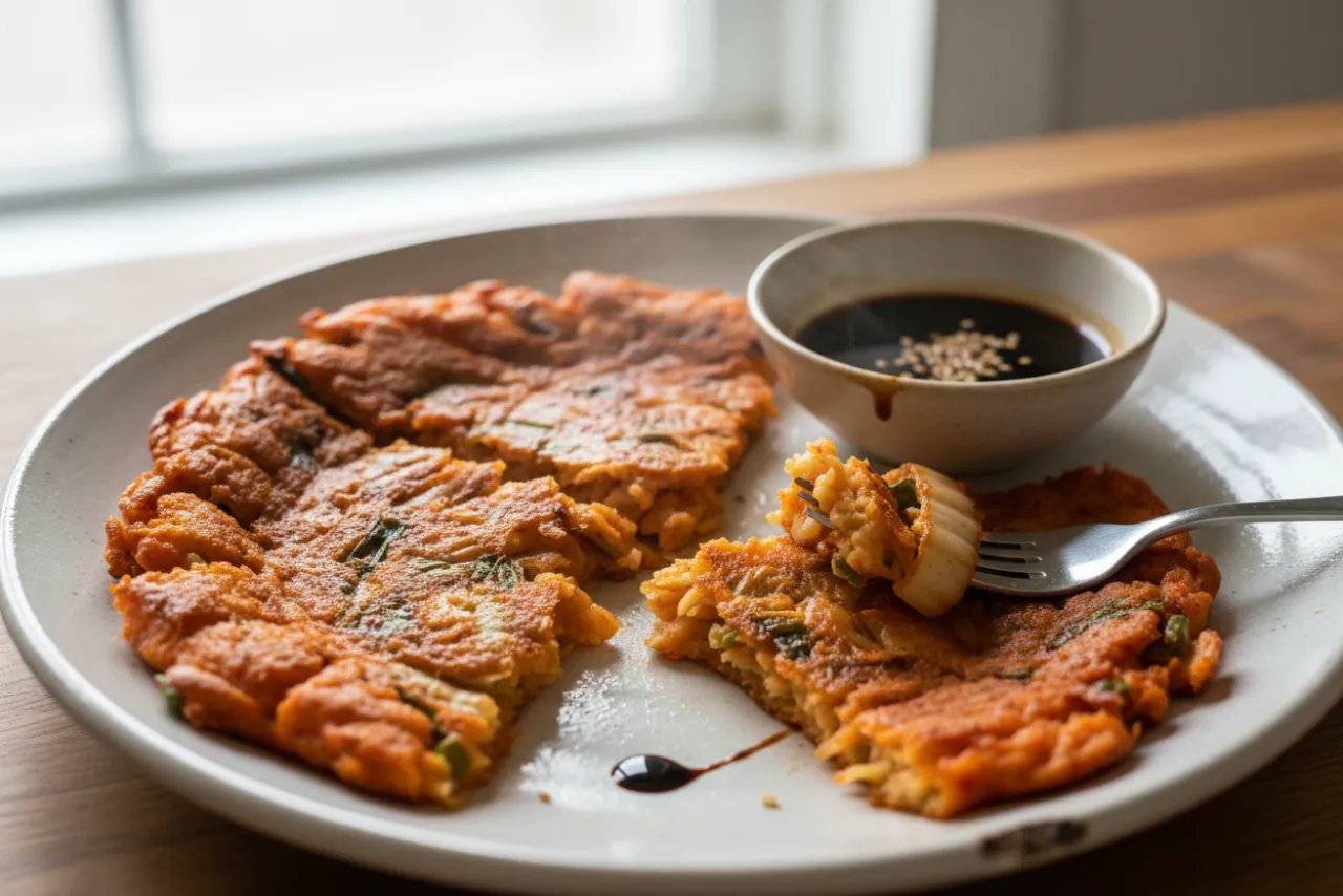 Kimchijeon — Korean recipe, finished and plated
