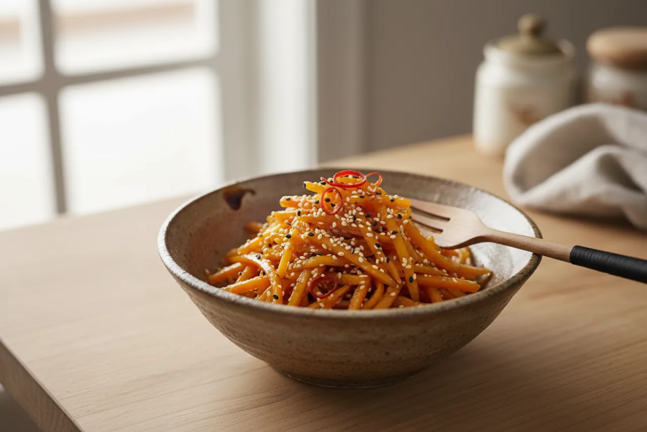 Kinpira — Japanese recipe, finished and plated