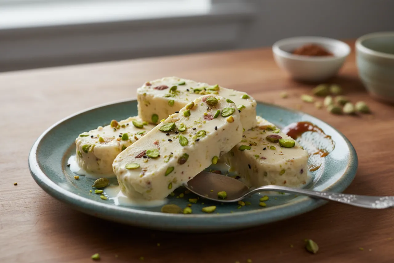 Kulfi — Indian recipe, finished and plated