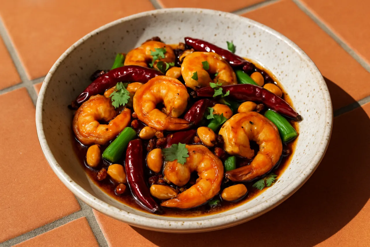 Kung Pao Shrimp — a high-protein seafood chinese recipe with about 7g of fiber