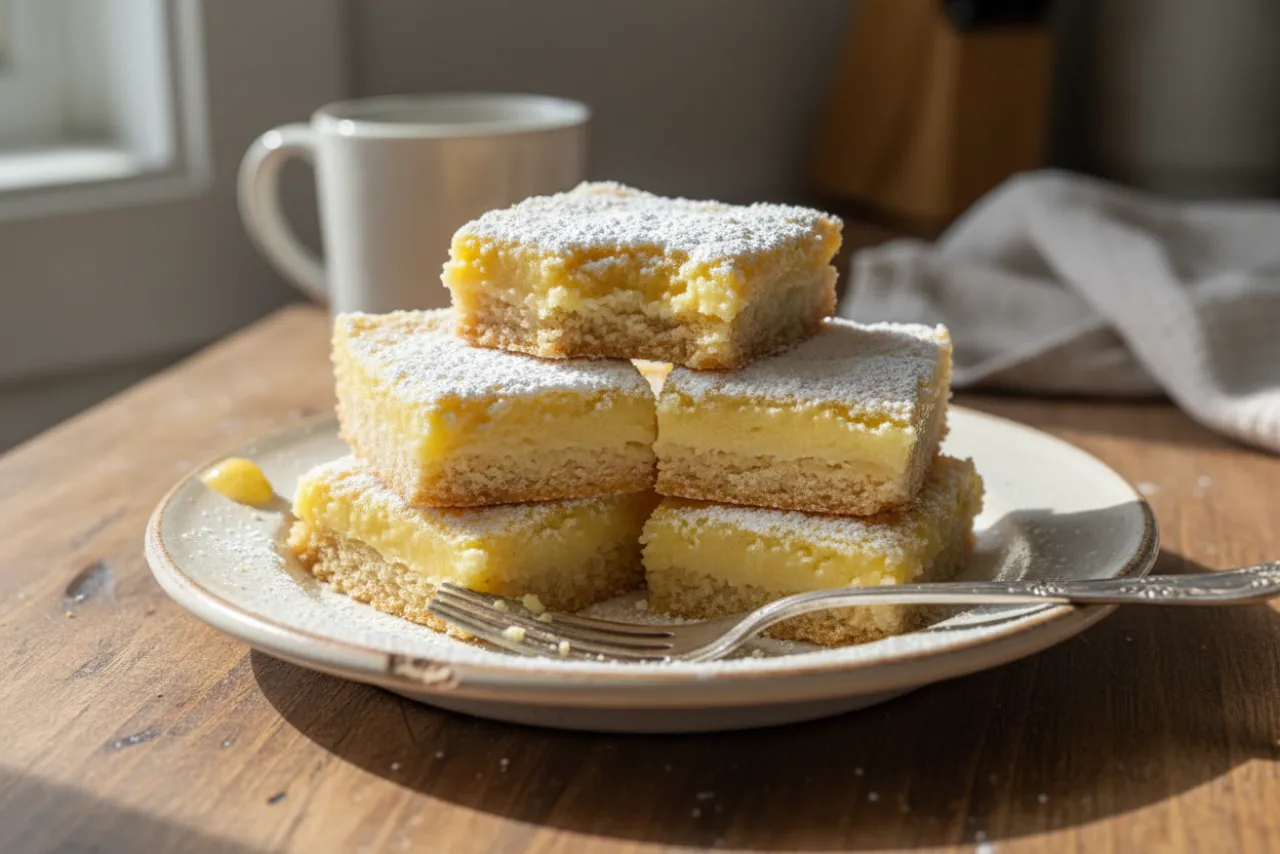 Lemon Bars — American recipe, finished and plated