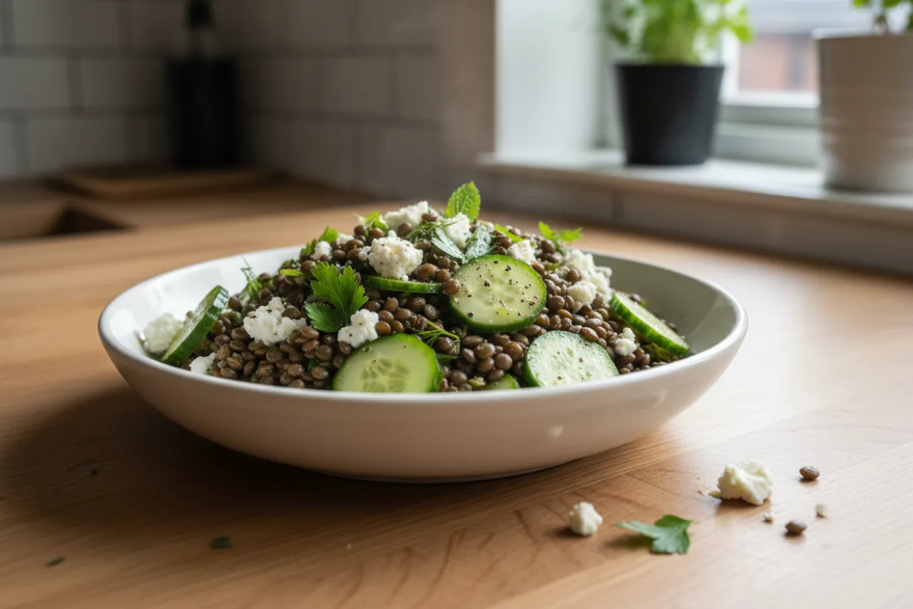 A lentil and feta salad — one of these high-fiber salad recipes