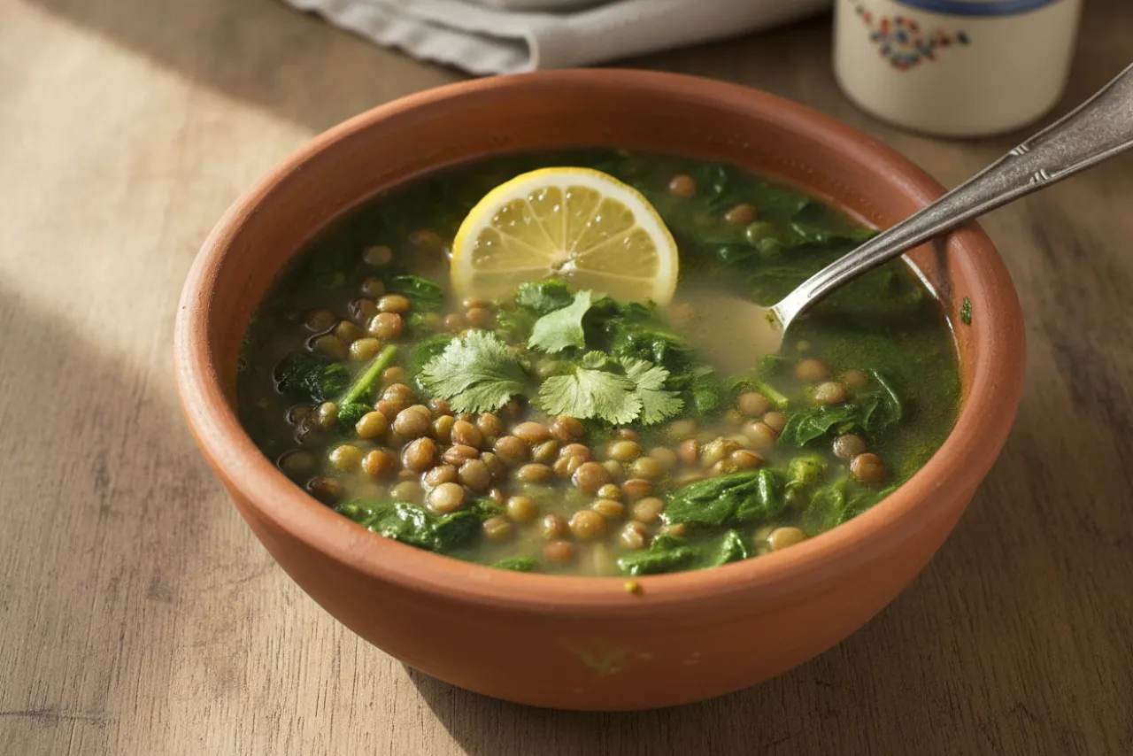 Lebanese Lentil Soup — a high-fiber dinner middle eastern recipe with about 22g of fiber