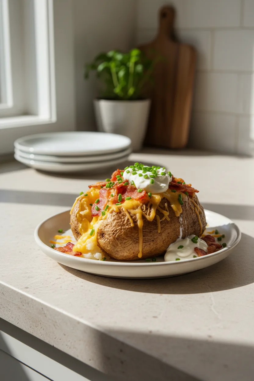 Loaded Baked Potato — American recipe, finished and plated