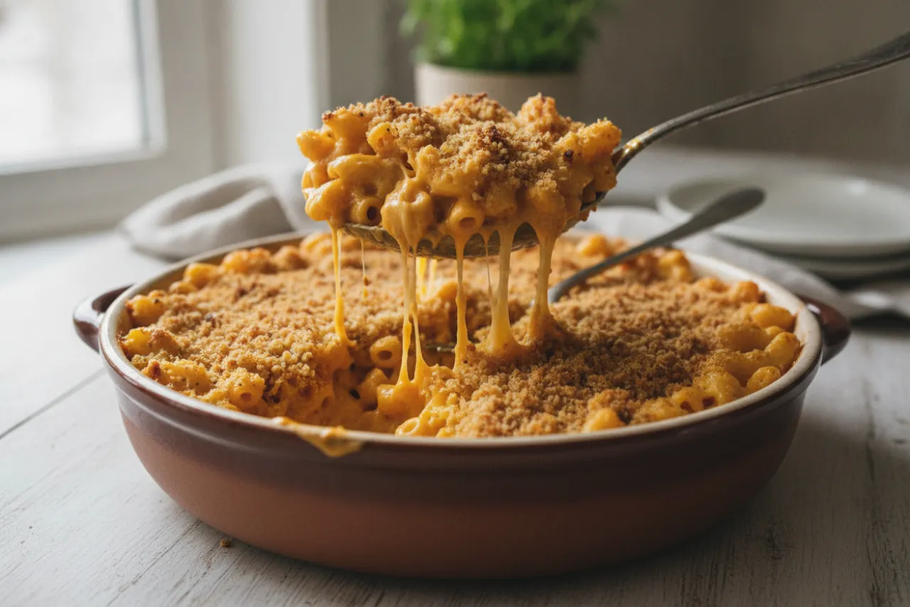 Baked Mac and Cheese — a meal prep american recipe with about 4g of fiber