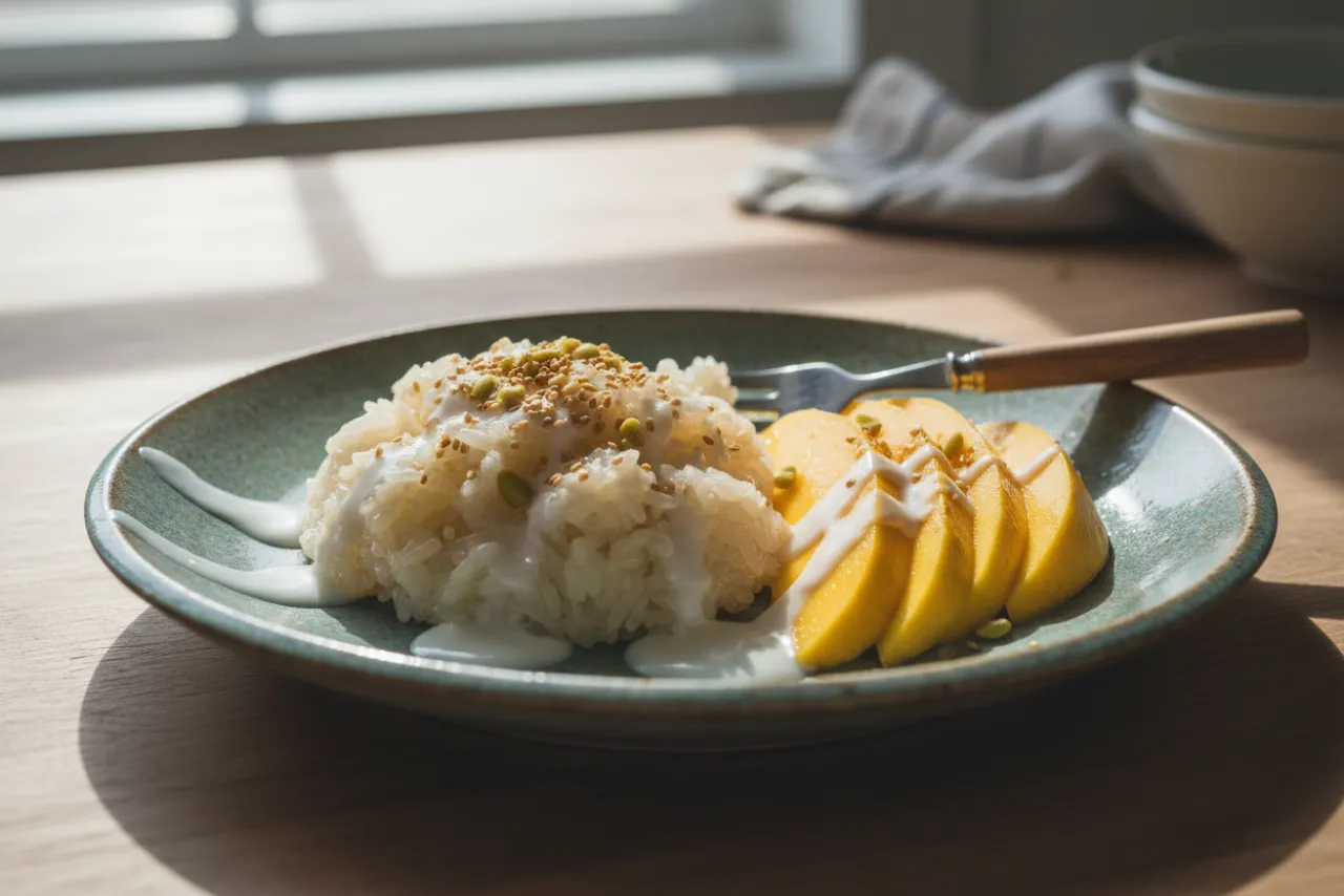 Mango Sticky Rice — Thai recipe, finished and plated