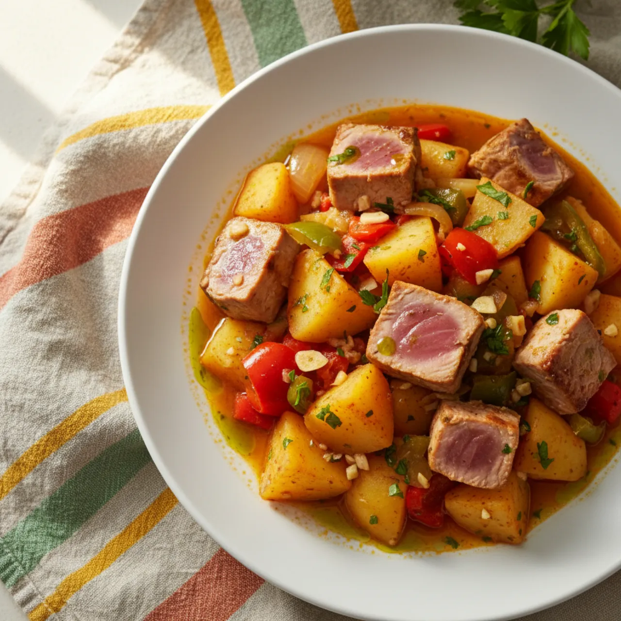 Marmitako — a high-protein lunch spanish recipe with about 7g of fiber