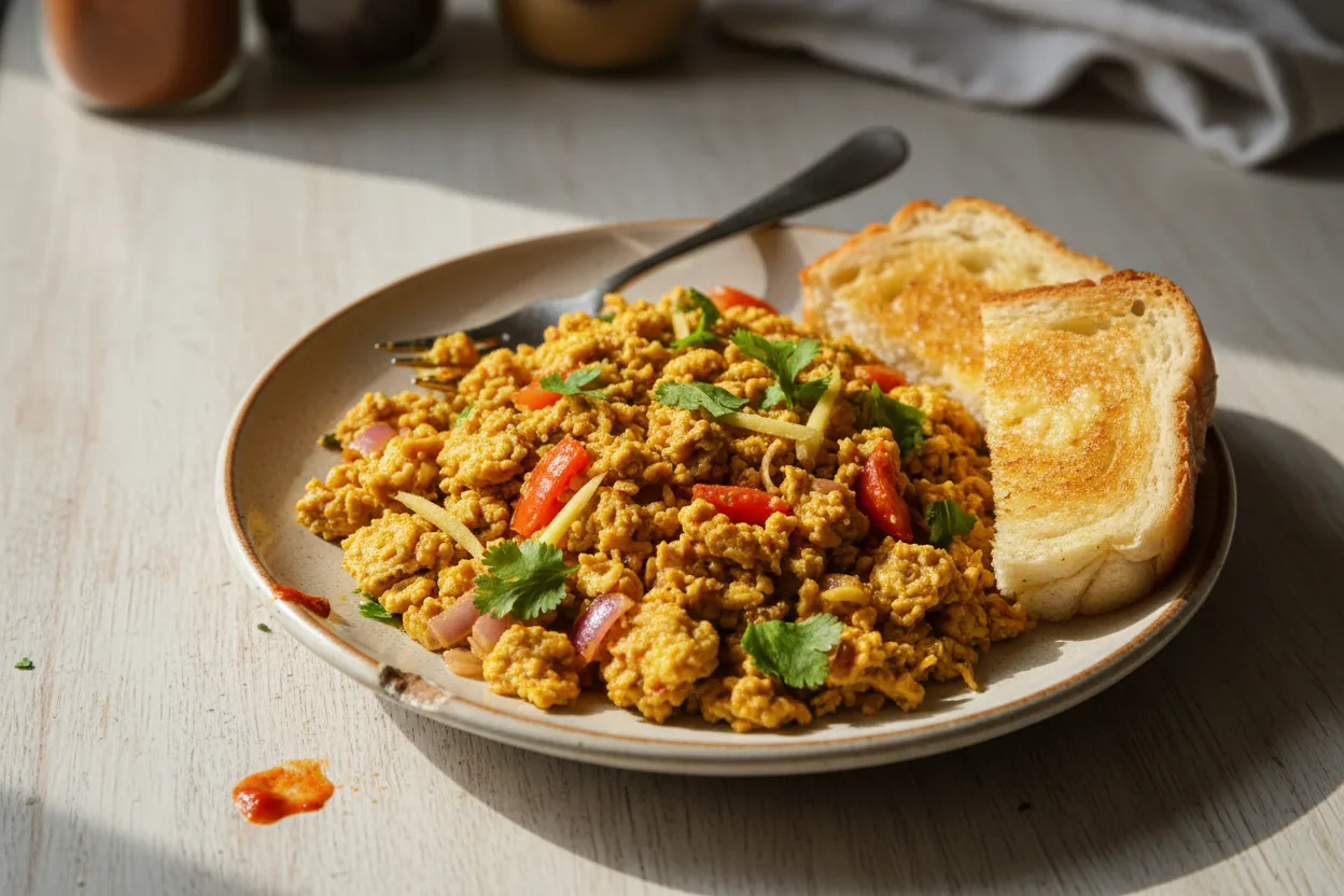 Egg Bhurji — Indian recipe, finished and plated