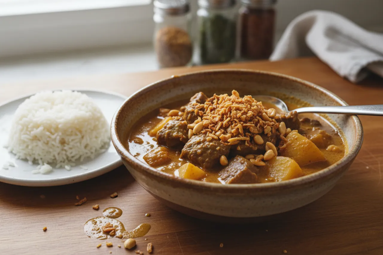 Massaman Curry — a slow cooker thai recipe with about 7g of fiber