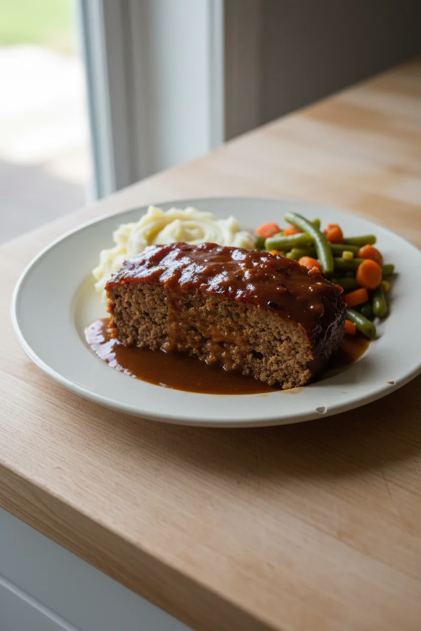 Meatloaf — American recipe, finished and plated