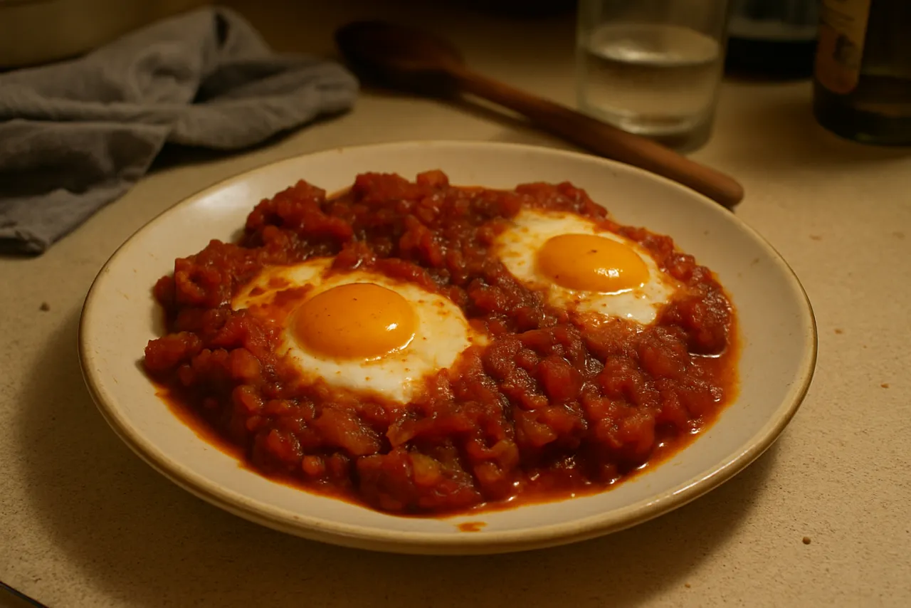 Mediterranean Spiced Tomato Eggs — a easy Mediterranean mediterranean recipe with about 7g of fiber