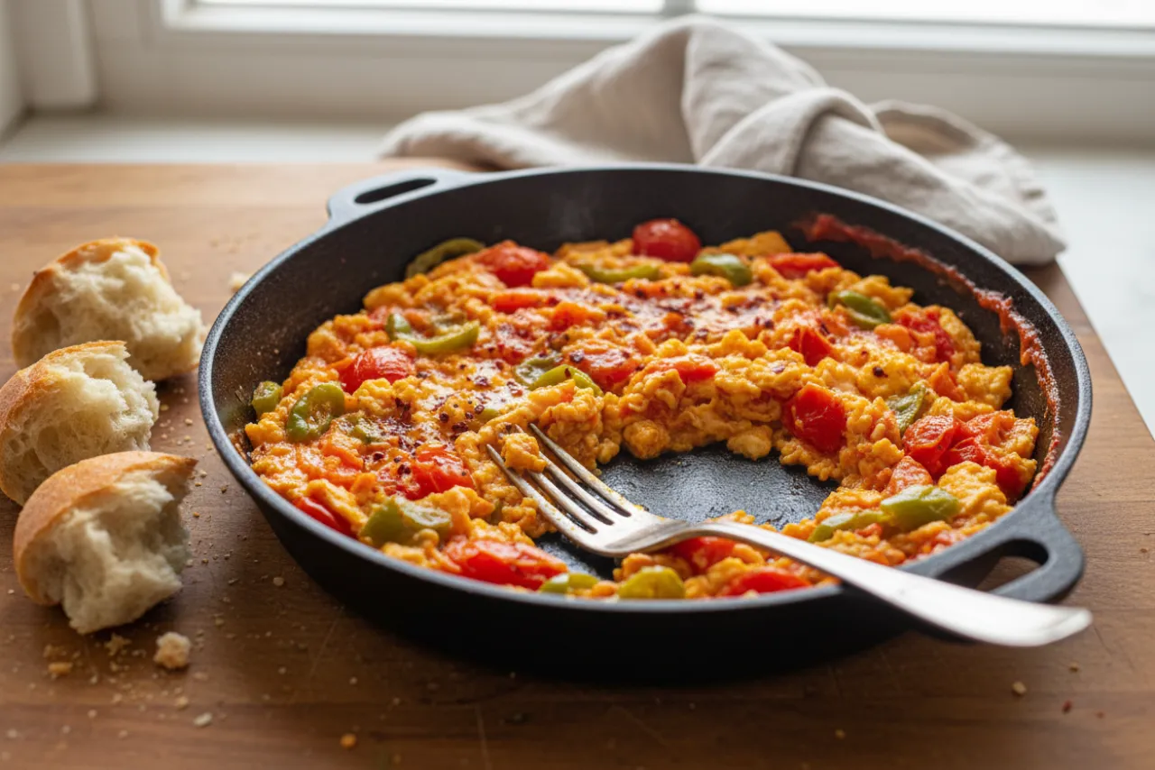 Menemen — Mediterranean recipe, finished and plated