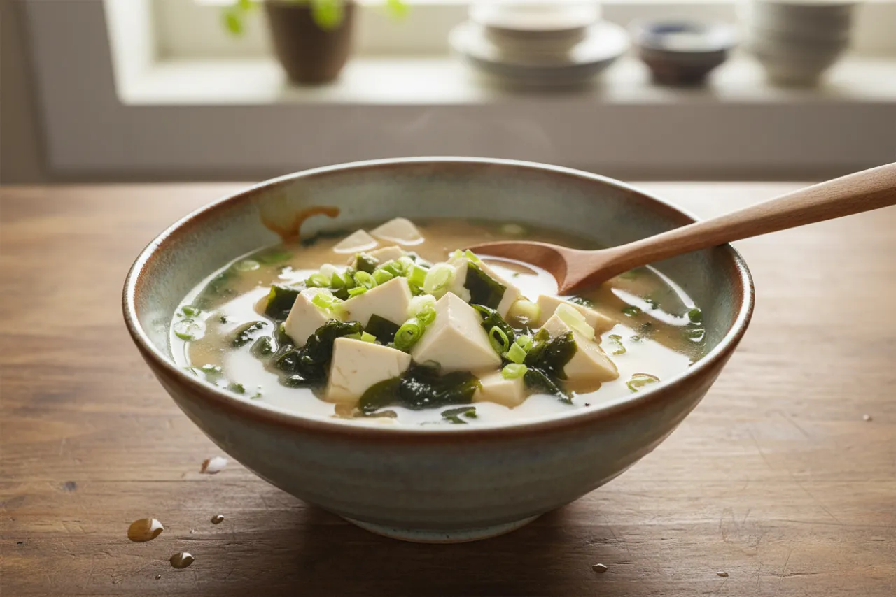 Miso Soup (Tofu and Wakame) — a low-calorie dinner japanese recipe with about 1g of fiber