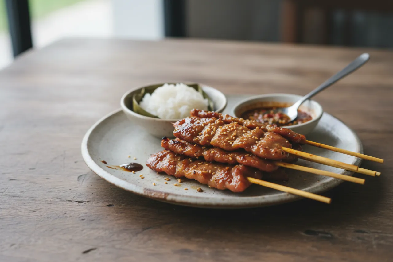 Moo Ping — a high-protein dinner thai recipe with about 1g of fiber