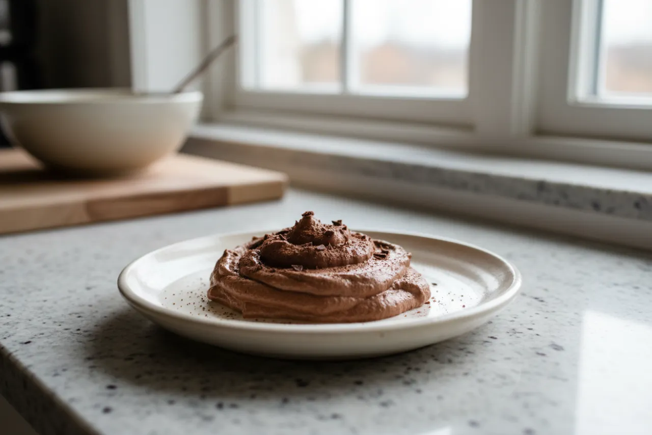 Mousse au Chocolat — French recipe, finished and plated