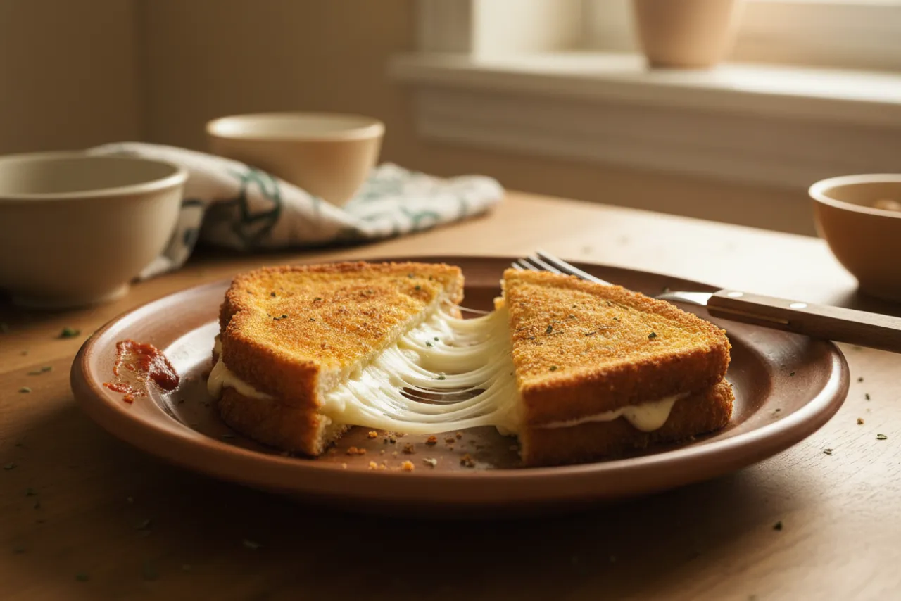 Mozzarella in Carrozza — a high-protein vegetarian italian recipe with about 4g of fiber