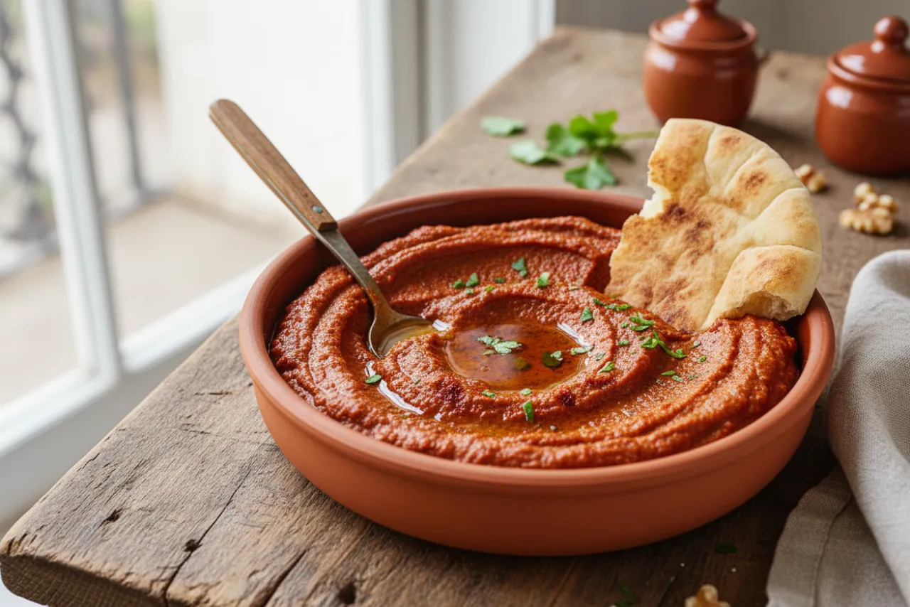 Muhammara — a anti-inflammatory dinner middle eastern recipe with about 4g of fiber