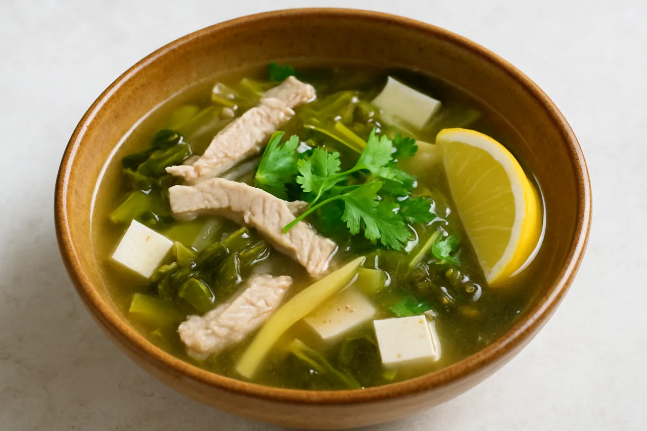 Pickled Mustard Green Soup — a high-protein soup chinese recipe with about 2g of fiber
