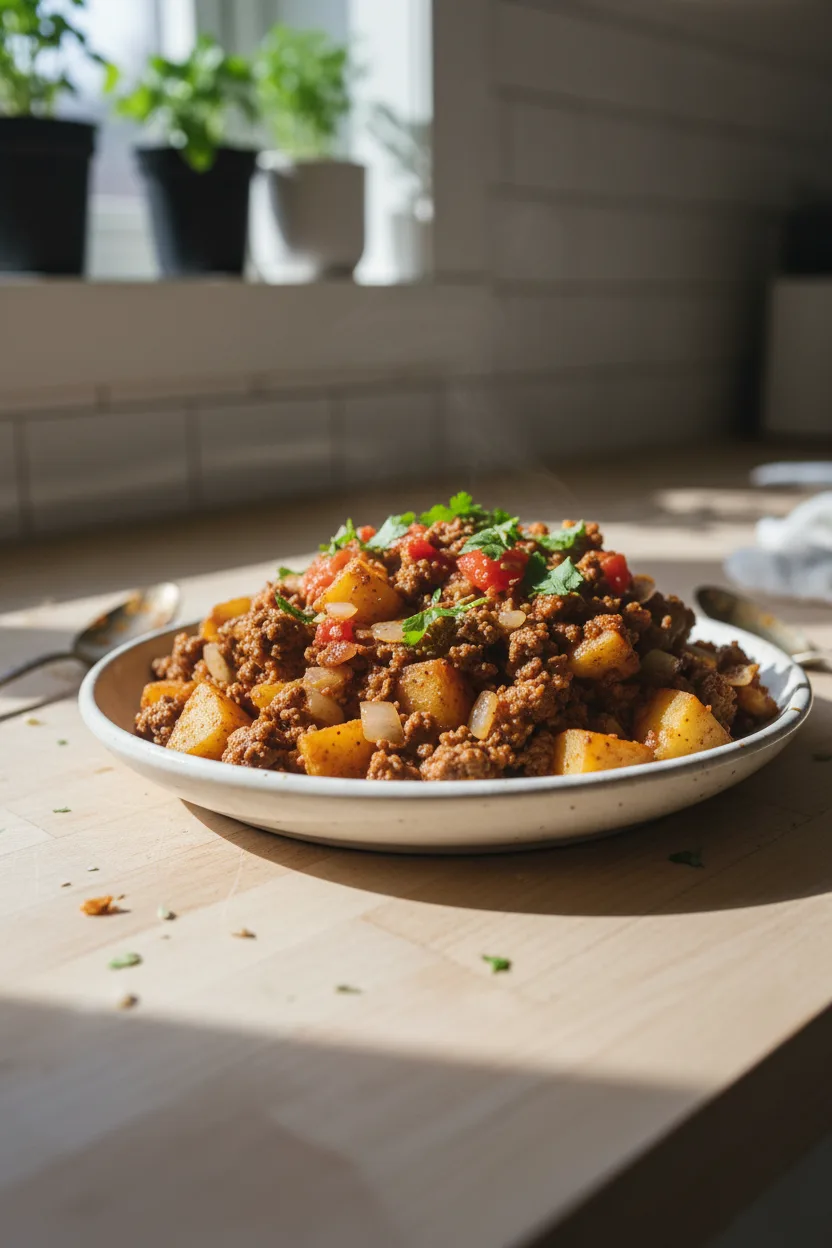 Mexican Picadillo — Mexican recipe, finished and plated