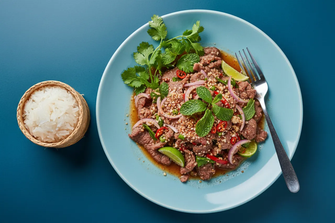 Nam Tok — a high-protein low-calorie thai recipe with about 2g of fiber