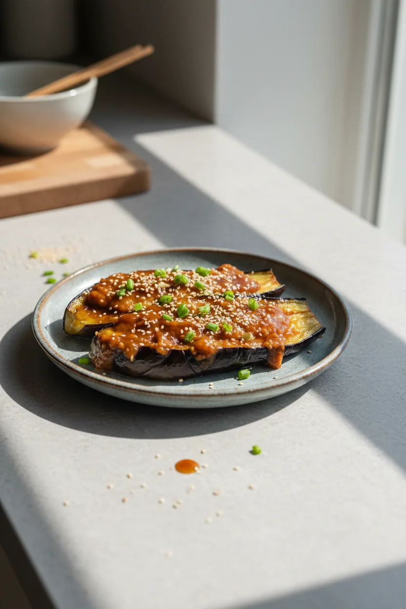 Nasu Dengaku — Japanese recipe, finished and plated