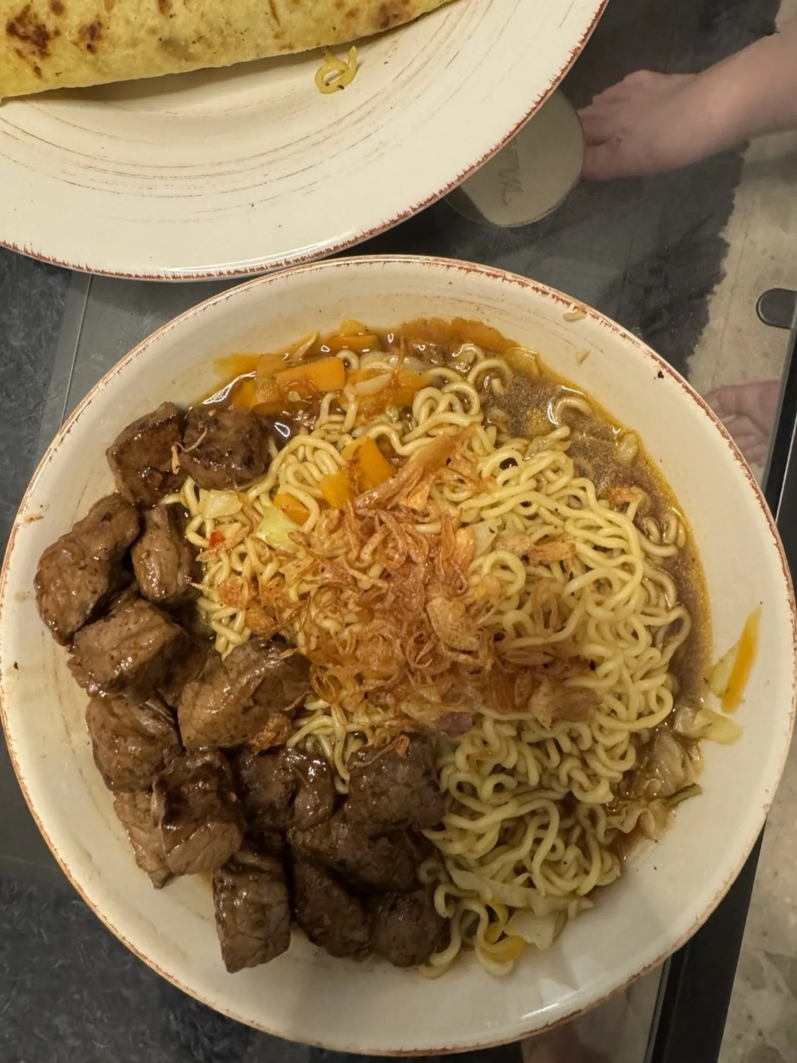 Not-So-Instant Ramen with Seared Beef — a high-protein soup korean recipe with about 3g of fiber