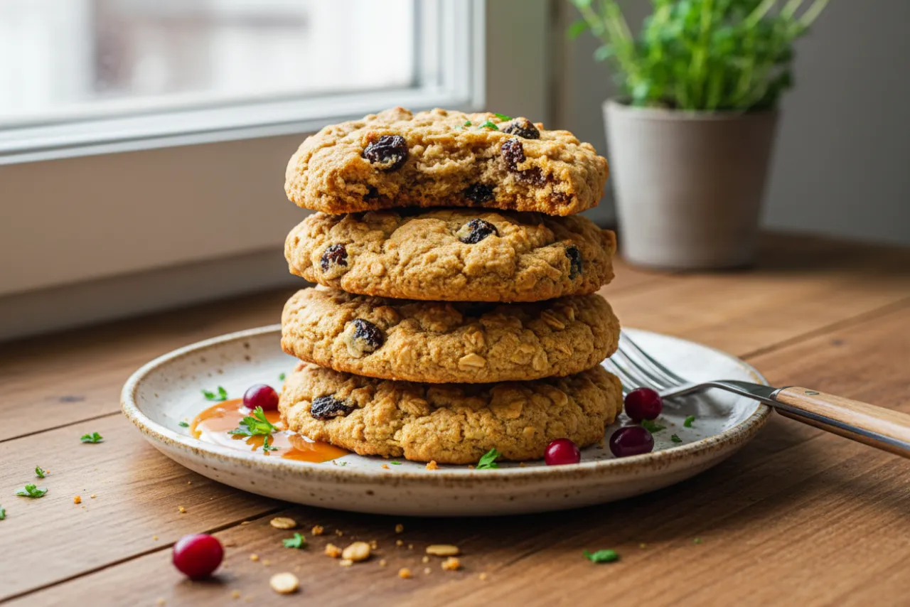 Oatmeal Raisin Cookies — American recipe, finished and plated