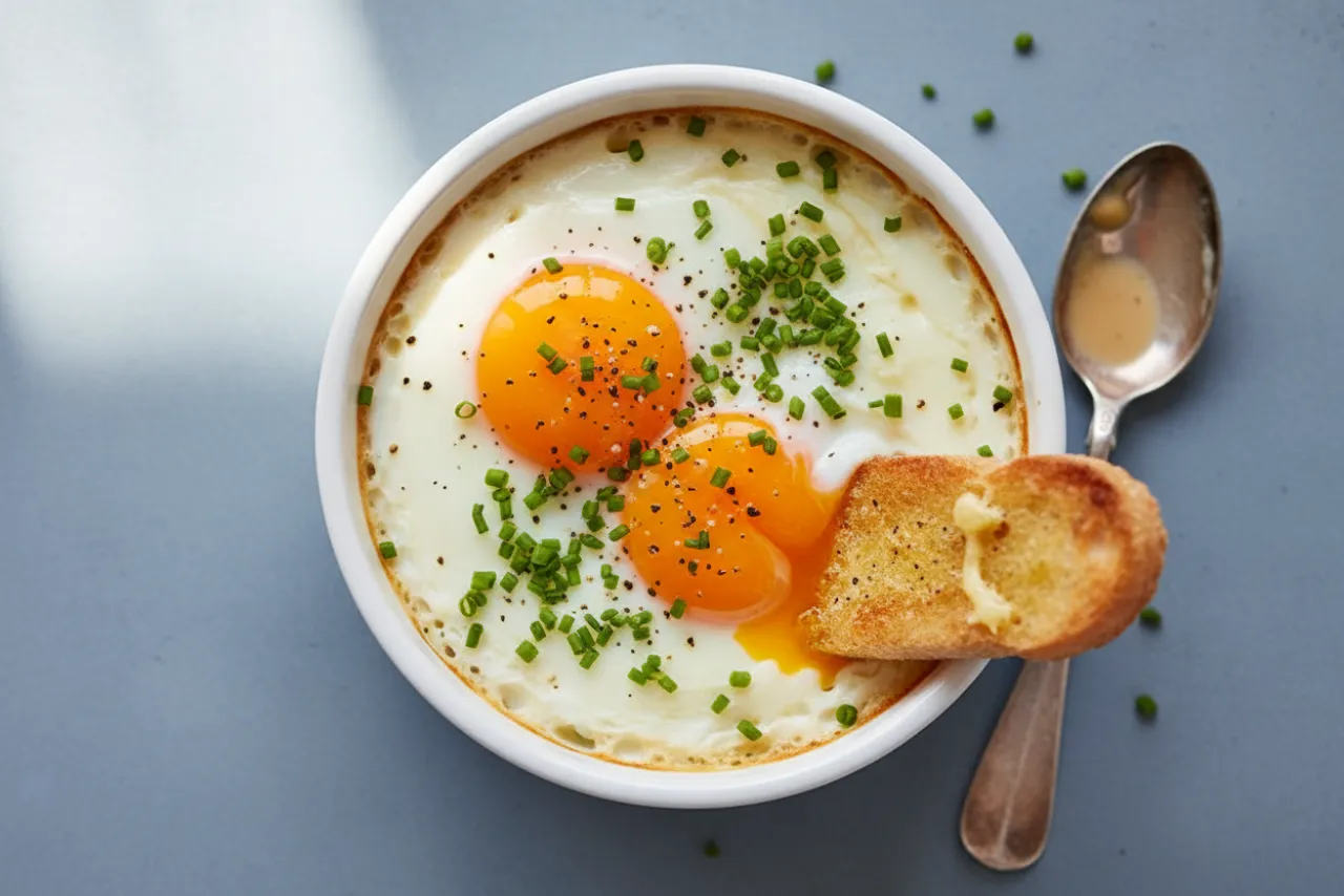 Oeufs en Cocotte — a keto french recipe with about 1g of fiber