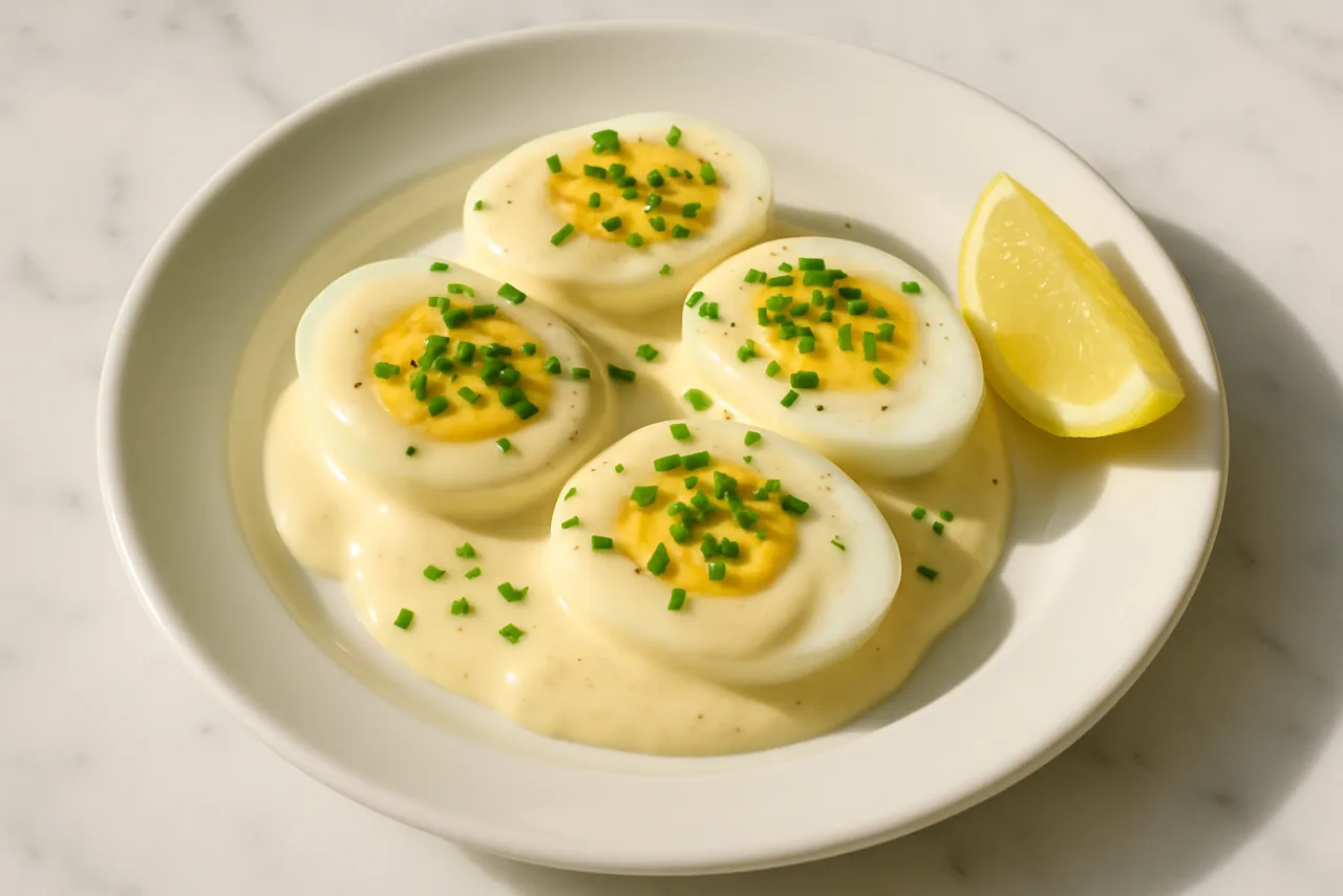 Oeufs Mayonnaise — a keto dinner french recipe with about 0g of fiber