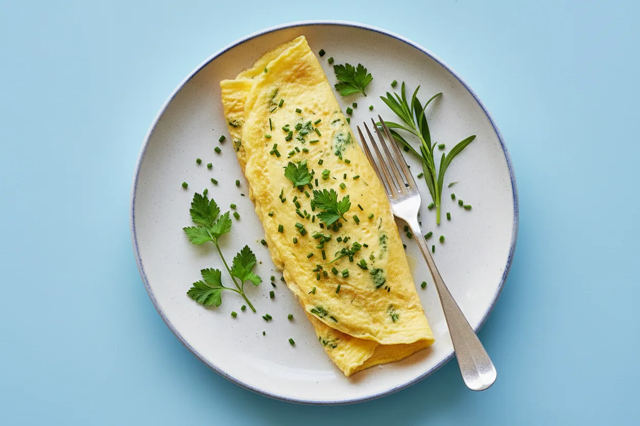 Omelette aux Fines Herbes — a keto french recipe with about 1g of fiber