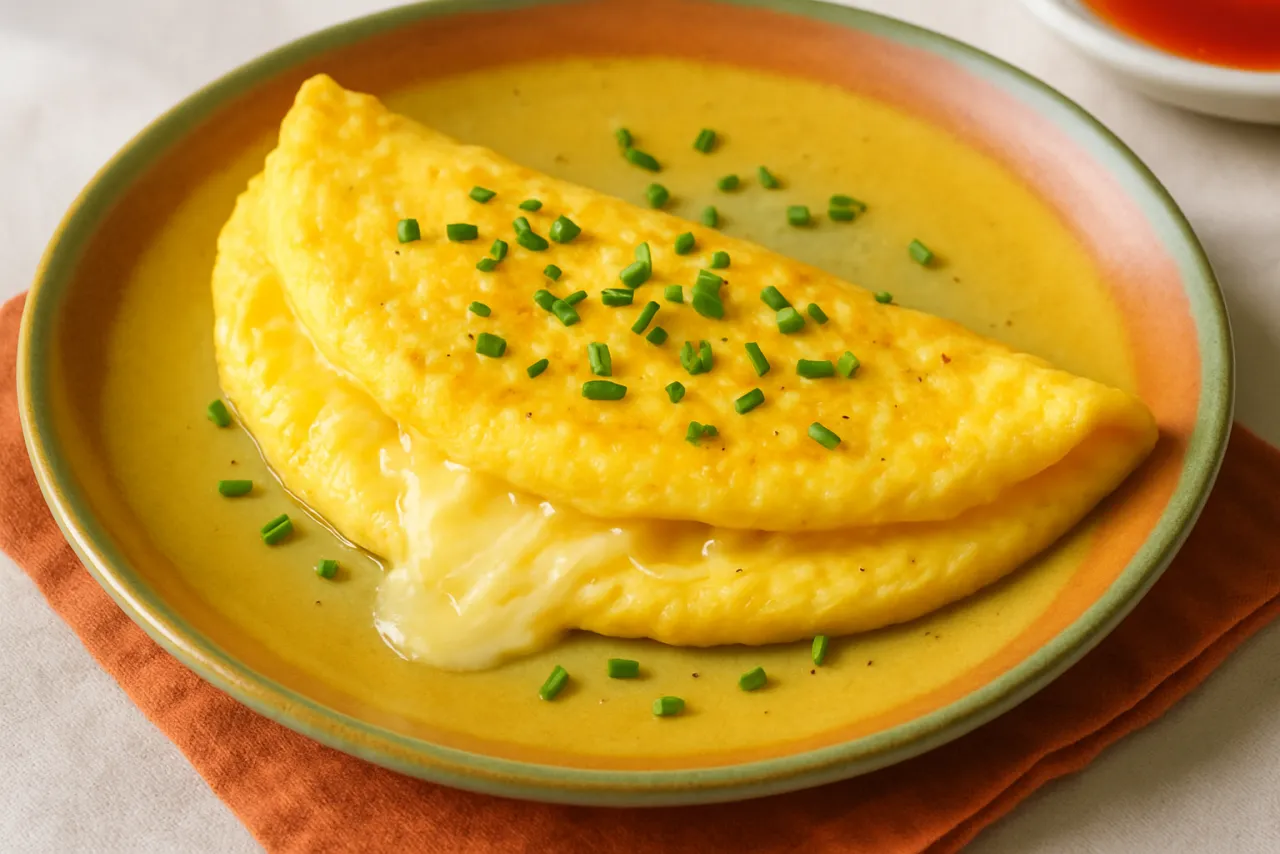 Cheese Omelette — a high-protein egg french recipe with about 0g of fiber
