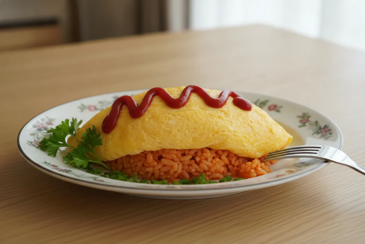 Omurice — a high-protein vegetarian japanese recipe with about 1g of fiber