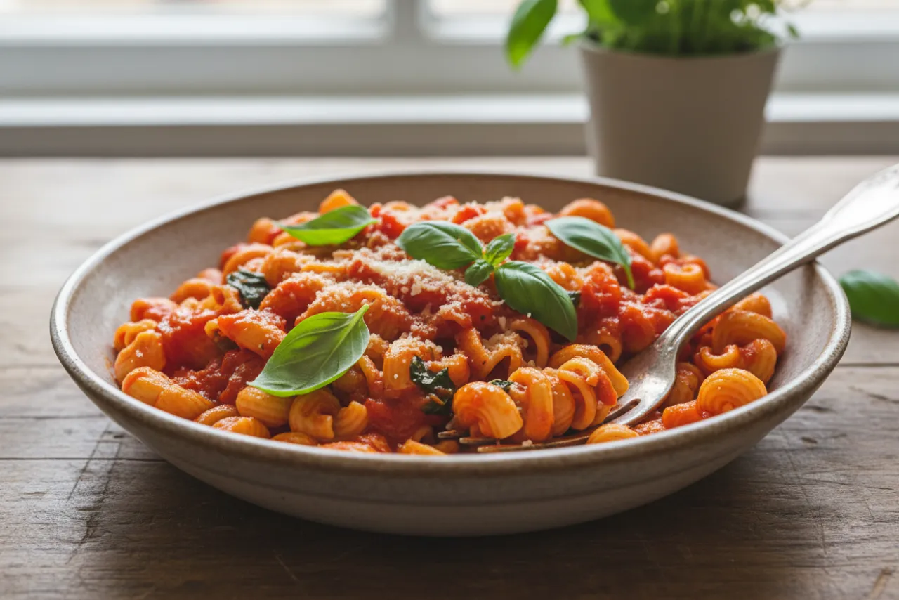 Spaghetti al Pomodoro con Salsiccia — a healthy Italian recipe