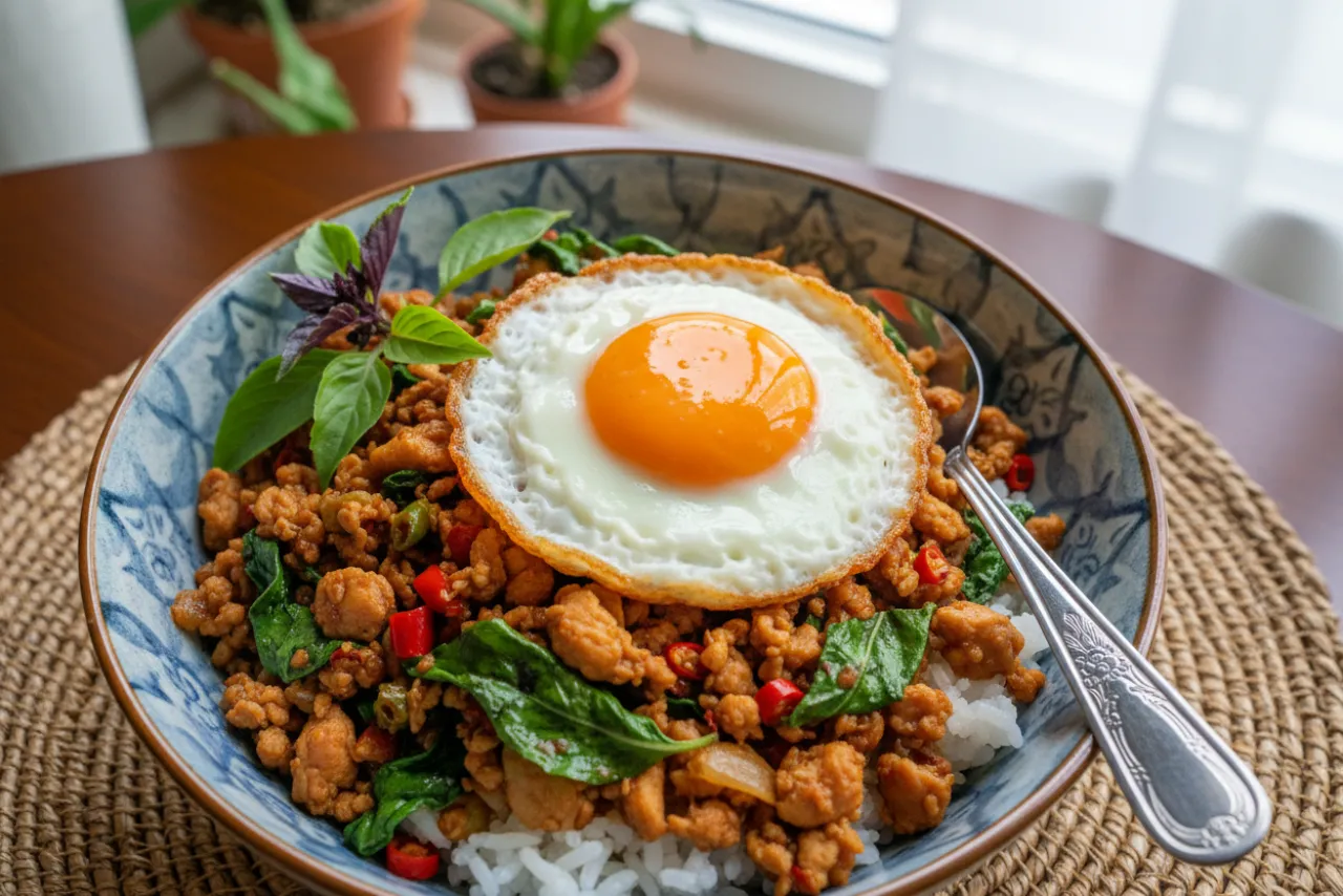 Pad Krapow Gai — Thai recipe, finished and plated