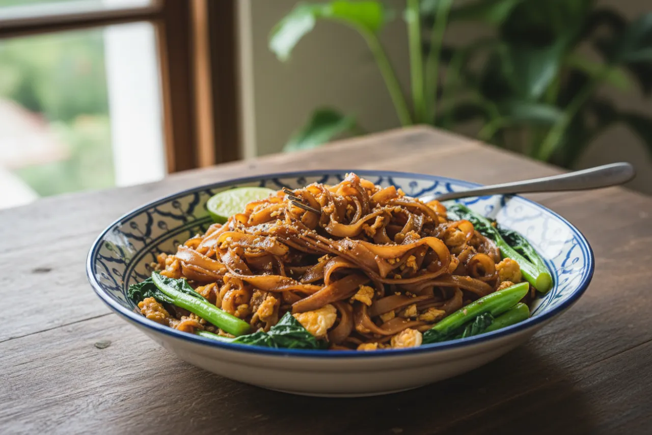 Pad See Ew — Thai recipe, finished and plated