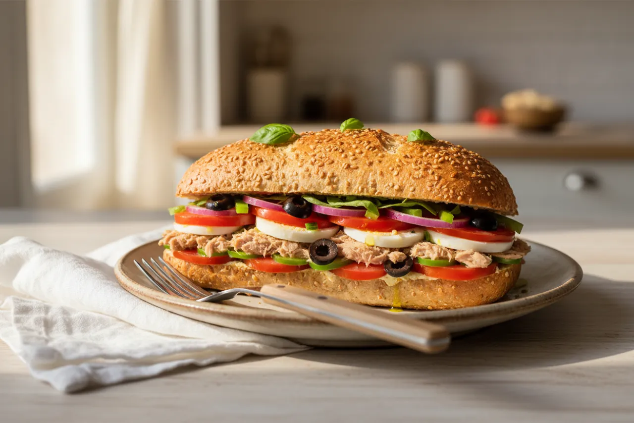 Pan Bagnat — a dinner for two french recipe with about 5g of fiber
