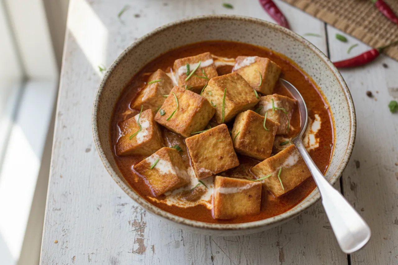 Panang Tofu — Thai recipe, finished and plated