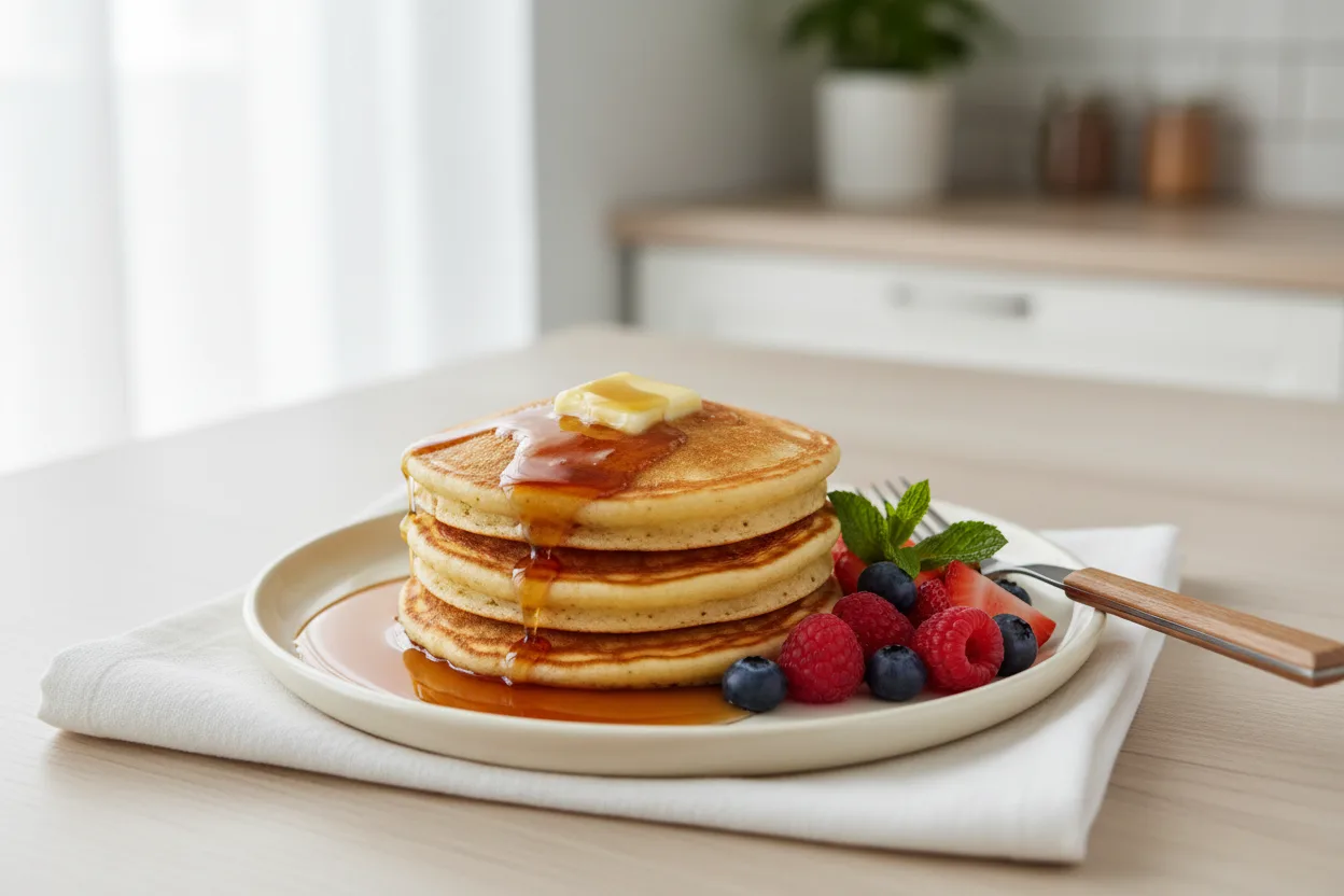 Pantry Pancakes — American recipe, finished and plated