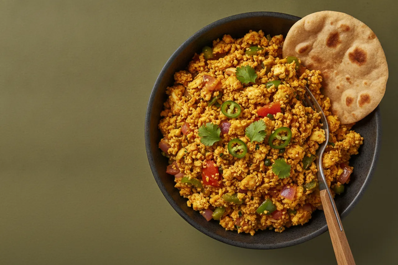 Paneer Bhurji — Indian recipe, finished and plated