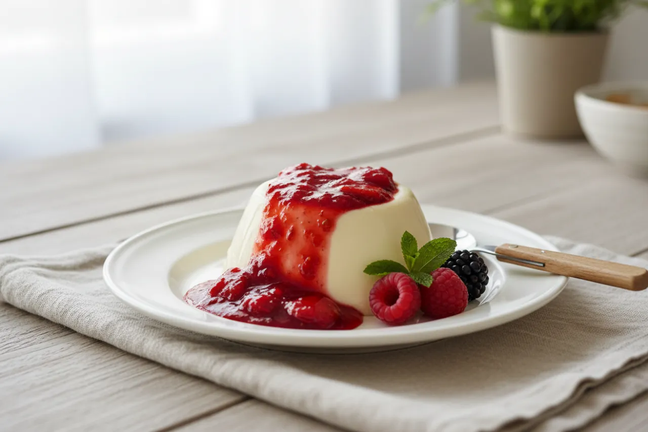 Panna Cotta — Italian recipe, finished and plated