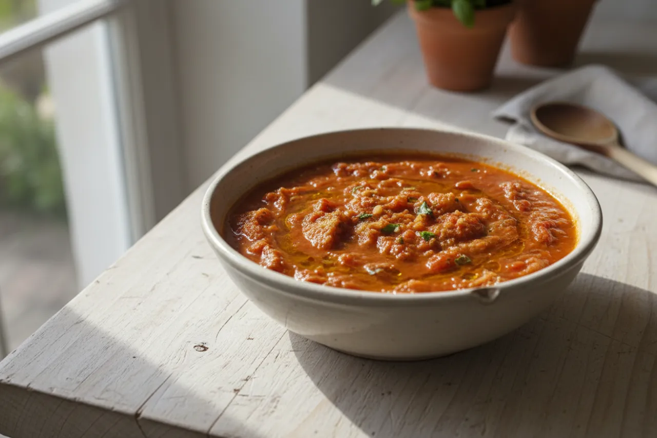 Pappa al Pomodoro — Italian recipe, finished and plated